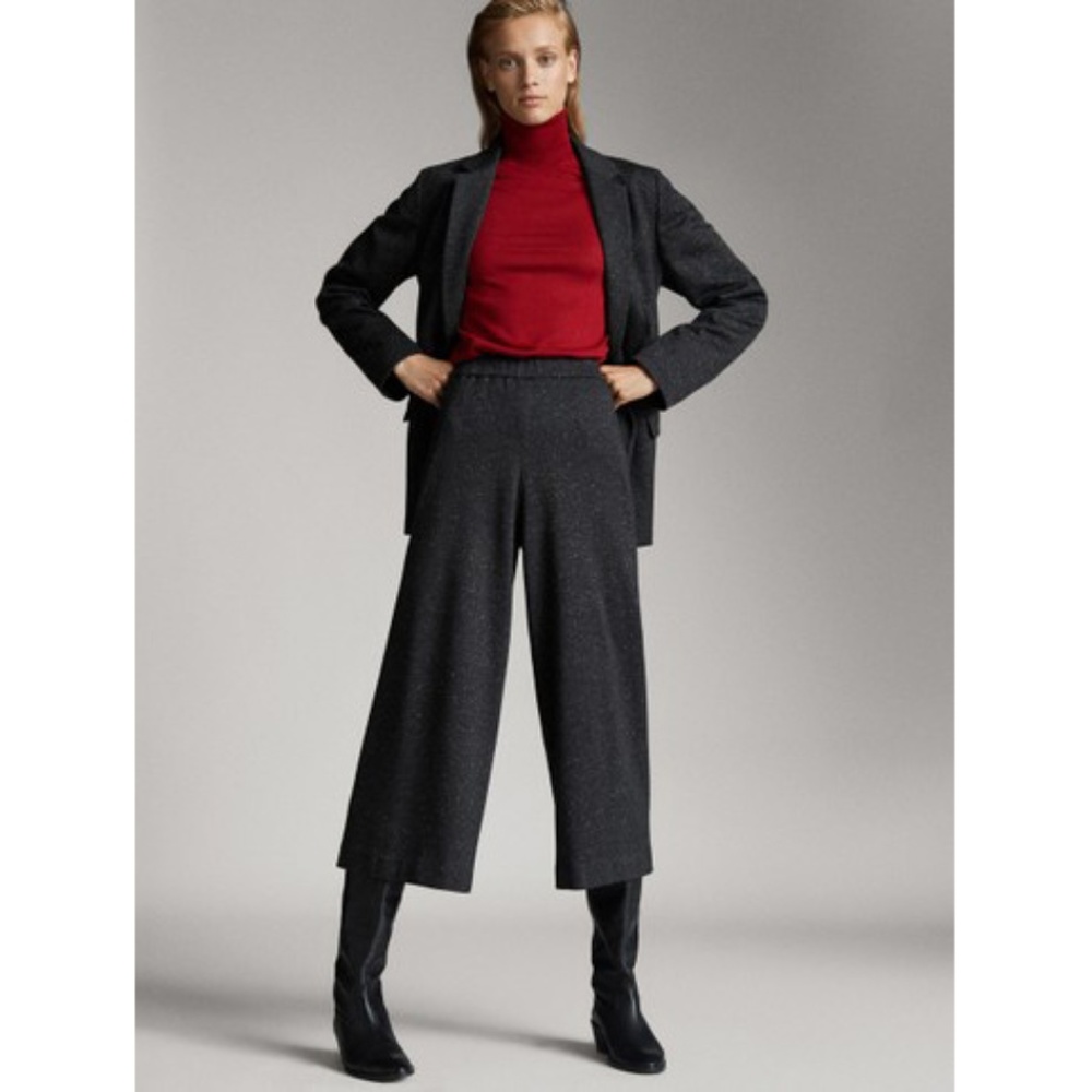 Massimo Dutti Wide Leg Culottes Cropped Trousers